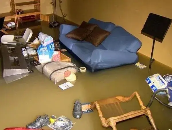 Flooded room with furniture
